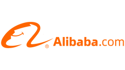 Orange Alibaba.com logo with stylized “A” icon and bold lowercase lettering.