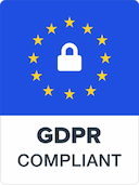 GDPR compliant badge with EU stars and lock icon