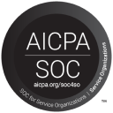 AICPA SOC certification badge in black and gray circular design