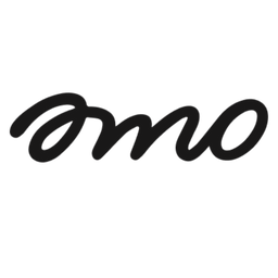 Handwritten black script spelling “omo” on a transparent background.